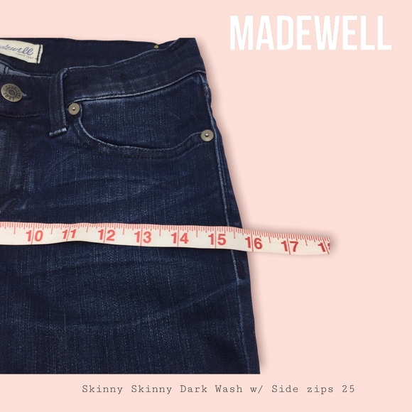 MADEWELL|Skinny skinny Dark wash w zips SZ 25 EUC - Picture 11 of 15